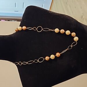#0146 Pearl and circle necklace- Stamped "N"